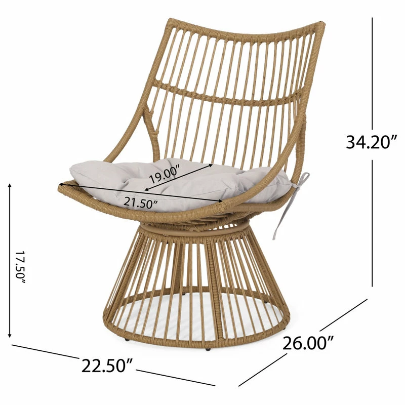 Hot Sale 🌟 GDFStudio Apulia Outdoor Wicker Chair And Side Table Set With Cushion 🤩 - Image 4