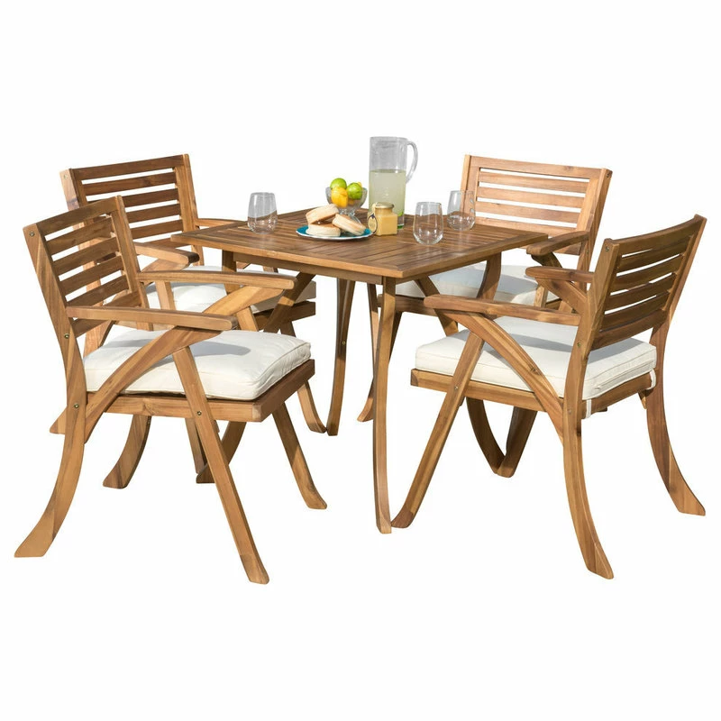 Top 10 ๐ฅฐ GDFStudio Deandra Outdoor 5-Piece Wood Dining With Cushions Set, Teak ๐