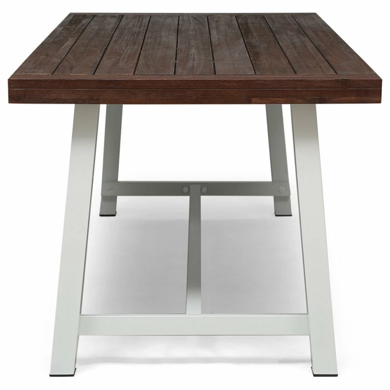 Discount โ GDFStudio Beau Outdoor Eight Seater Wooden Dining Table, Dark Brown Finish, White Finish ๐ - Image 4