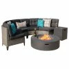 New 💯 GDFStudio GDF Studio 6-Piece Nessett Outdoor Black Wicker Half Round Sofa, Dark Gray 🔥