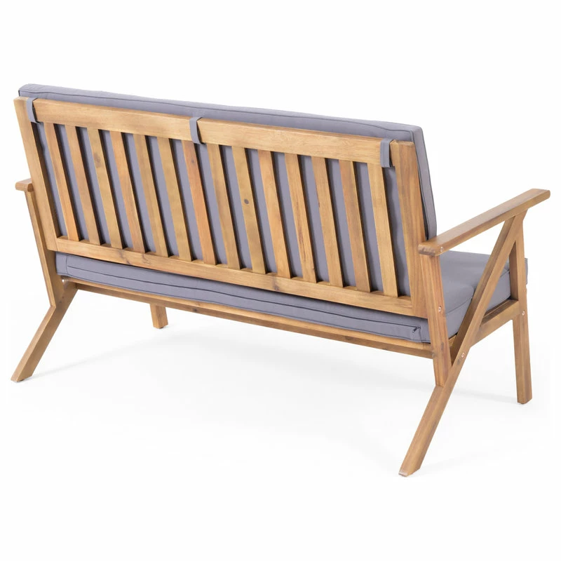 Flash Sale ✨ GDFStudio GDF Studio 4-Piece Manarola Outdoor Natural Wood Finish Chat Set With Cushions 👏 - Image 10