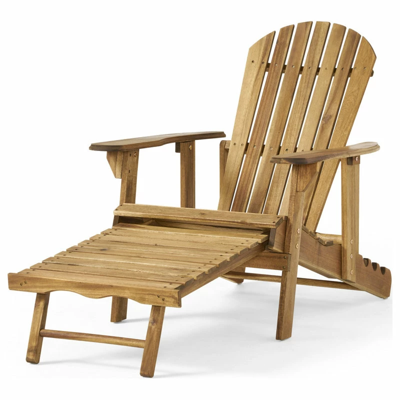 Buy 🌟 GDFStudio GDF Studio Katherine Outdoor Reclining Wood Adirondack Chair With Footrest, Natu 🌟