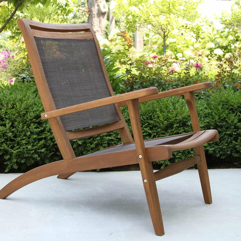 Discount 🔥 Outdoor Interiors 3-Piece Eucalyptus And Sling Lounge Set With Round Accent Table ⭐ - Image 3