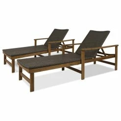 Top 10 ✨ GDFStudio GDF Studio Kyle Outdoor Rustic Acacia Wood Chaise Lounge With Wicker Seating (Se 😍