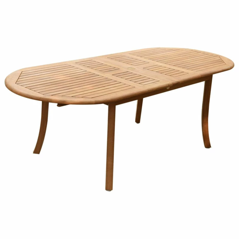 Brand new ⌛ Teak Deals 7-Piece Teak Dining Set 94" Oval Extension Table, 6 Wave Stacking Arm Chairs 😀 - Image 8