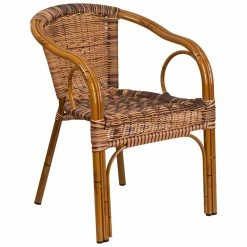 New 😀 Flash Furniture Cadiz Series Burning Brown Rattan Patio Chair 👍