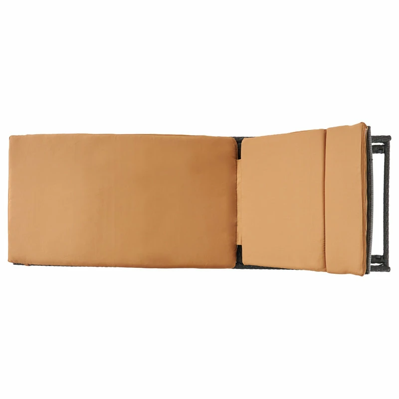 Flash Sale ❤️ GDFStudio GDF Studio Nassau Outdoor Gray Wicker Adjustable Chaise Lounge, Caramel Cushion ✔️ - Image 5