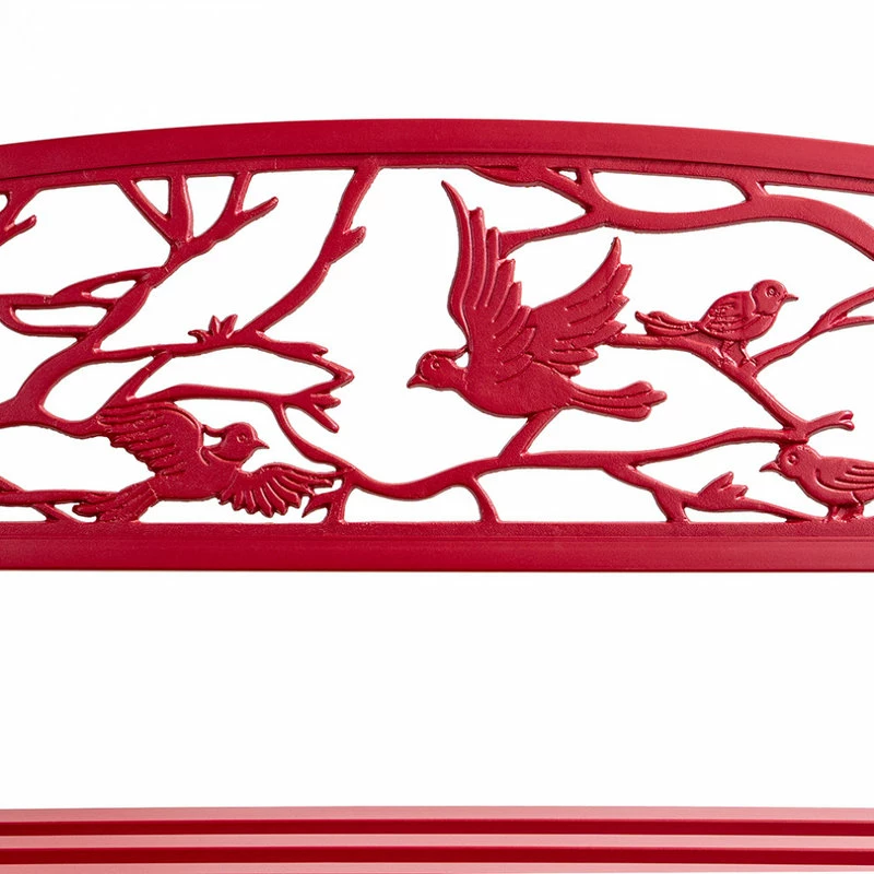 Budget 🎉 Patio Premier Perched Birds Metal Park Bench - Red 🛒 - Image 3
