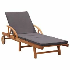 Discount 🤩 Vida XL LLC VidaXL Solid Acacia Wood Sun Lounger With Cushion Outdoor Loveseat Sofa Chair ✨