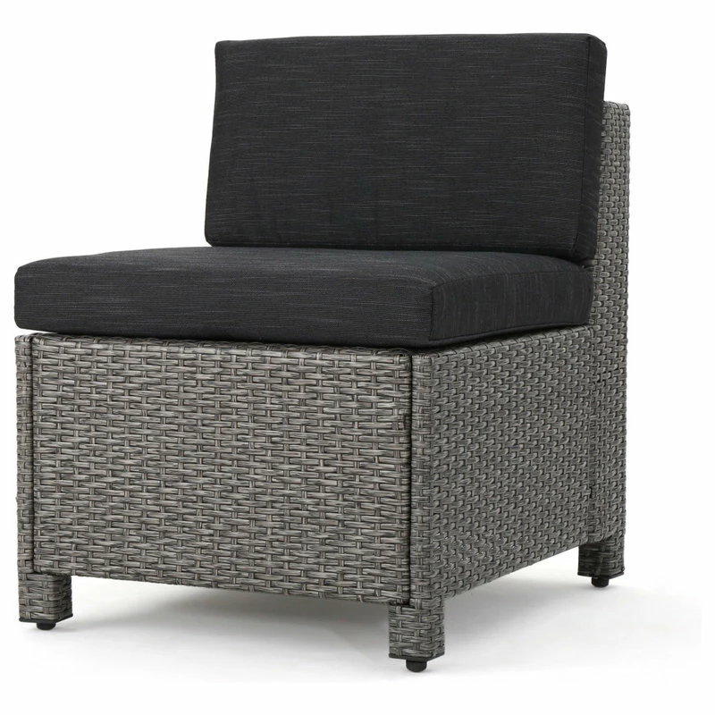 Cheapest ๐ GDFStudio GDF Studio Lorita Outdoor 5-Piece Gray Wicker Sectional Sofa With Black Cushions ๐ - Image 10