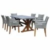 Best Pirce 🥰 Outdoor Interiors 7-Piece Dining Table With Composite Concrete Top And Light Gray Chairs 🔥
