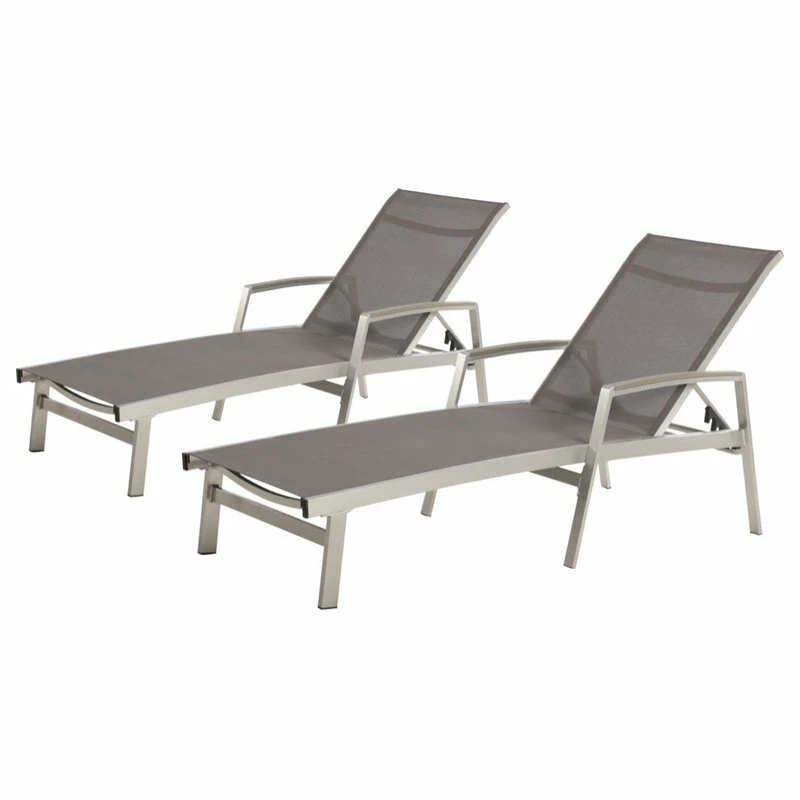 Hot Sale ๐ GDFStudio GDF Studio Joy Outdoor Mesh And Aluminum Chaise Lounge, Set Of 2, Gray ๐