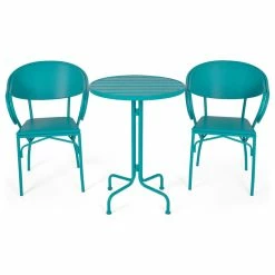 Wholesale ๐ GDFStudio Arthur Desert Outdoor Modern 3 Piece Bistro Set, Matte Teal ๐คฉ