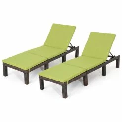Best reviews of 🥰 GDFStudio GDF Studio Joyce Outdoor Wicker Chaise Lounge With Cushion, Green, Set Of 2 😀