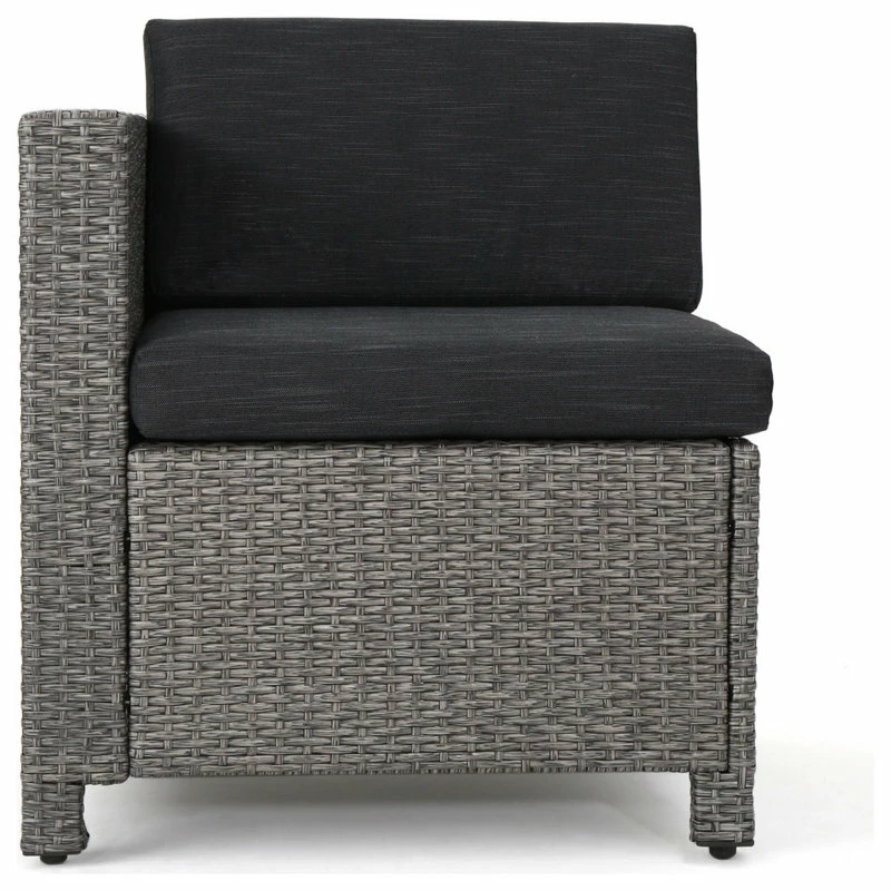 Cheapest ๐ GDFStudio GDF Studio Lorita Outdoor 5-Piece Gray Wicker Sectional Sofa With Black Cushions ๐ - Image 9