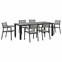 Wholesale โ LexMod Maine 7-Piece Outdoor Aluminum Dining Set, Brown Gray โ๏ธ