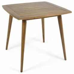 Buy 🎁 GDFStudio Stanford Outdoor Square Acacia Wood Dining Table With Straight Legs, Teak Finish ❤️
