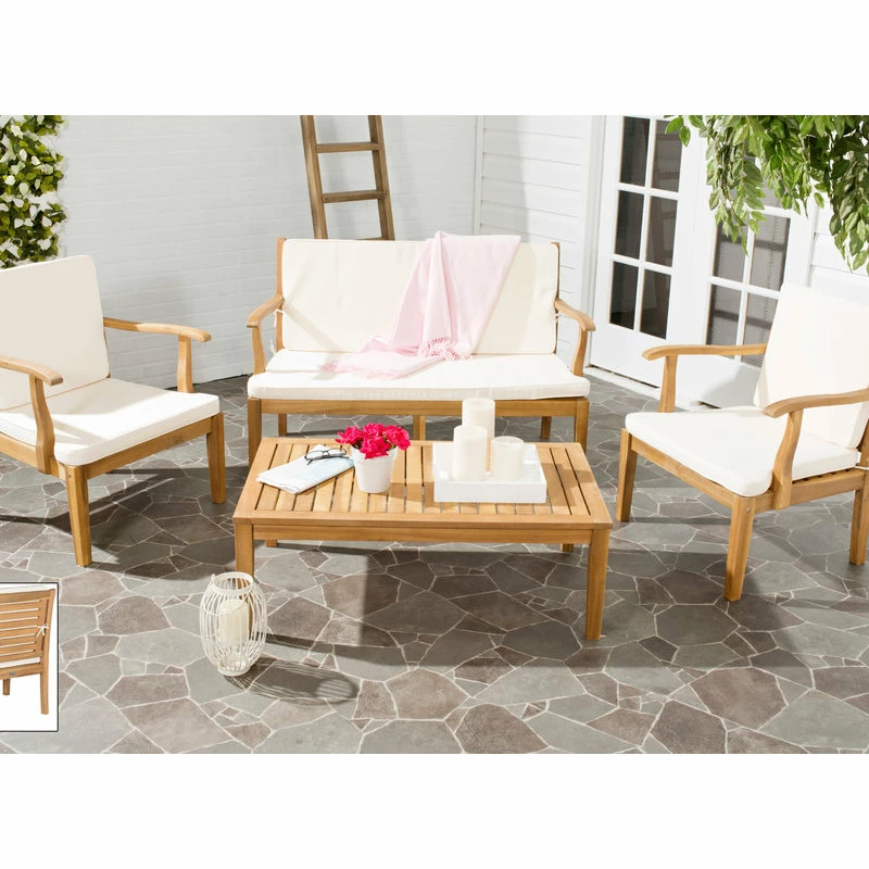 Budget 🔔 Safavieh Fresno 4-Piece Outdoor Living Set, Natural ✔️ - Image 4
