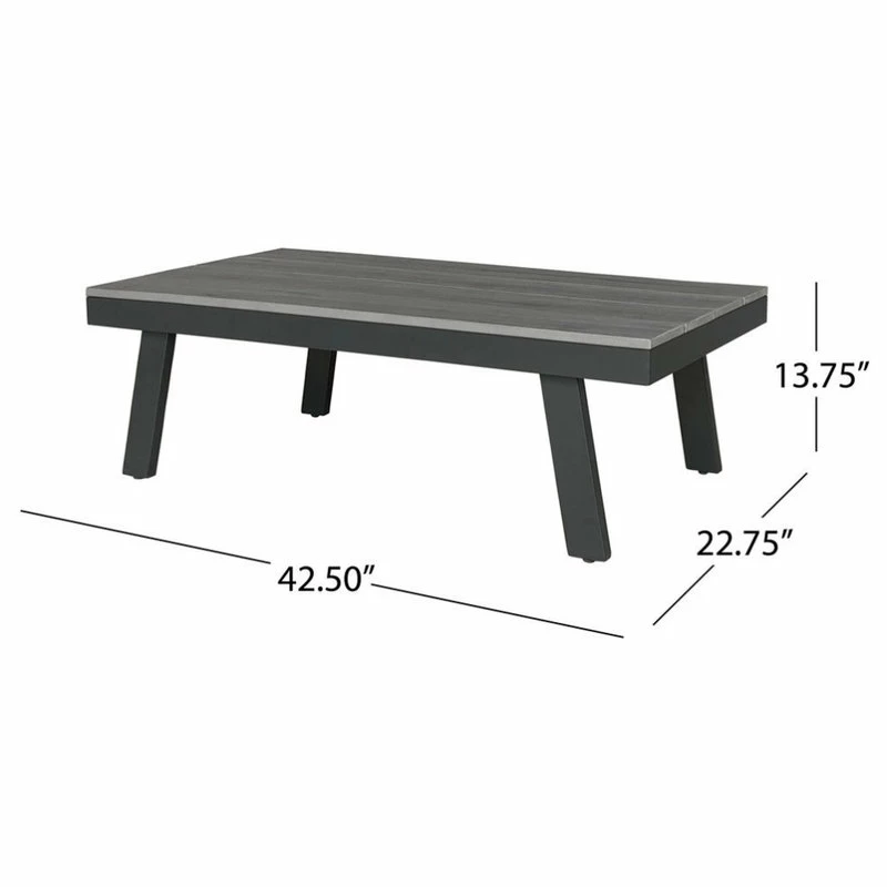 Best Pirce ๐ GDFStudio Agnes Outdoor 4-Piece Aluminum, Faux Wood Chat Set, Gray, Dark Gray ๐ฅฐ - Image 4