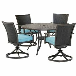 Outlet 🎉 Hanover Traditions 5-Piece Dining Set, Blue, Cast-Top Table ✔️