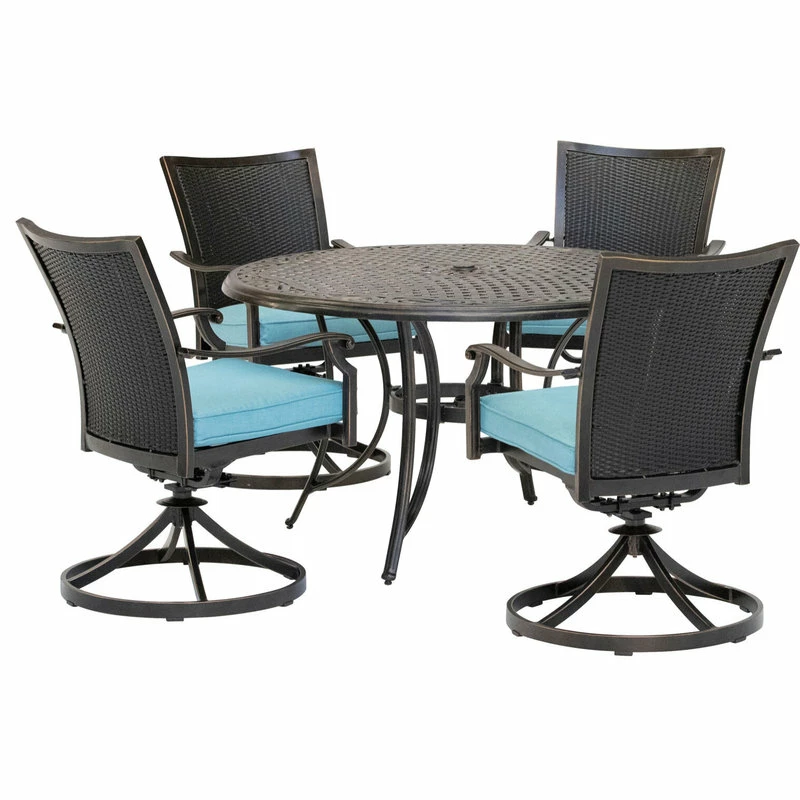 Outlet ๐ Hanover Traditions 5-Piece Dining Set, Blue, Cast-Top Table โ๏ธ