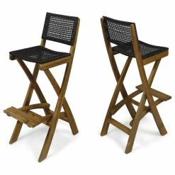 Deals ⭐ GDFStudio Constance Outdoor Folding Acacia Wood Barstools, Set Of 2, Teak/Brown 🔥