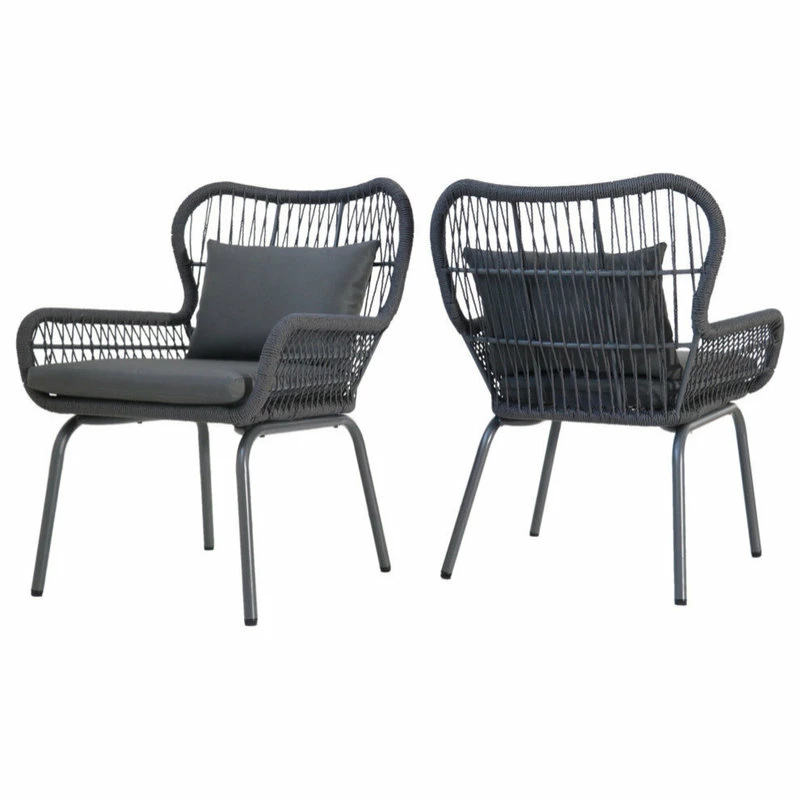 Discount ๐ GDFStudio GDF Studio Kimberley Outdoor Steel And Rope Club Chairs With Cushioned, Set Of 2 ๐
