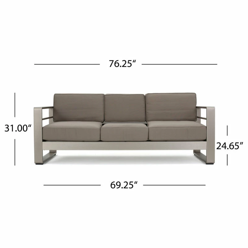 Promo 😀 GDFStudio 5-Piece Crested Bay Outdoor Aluminum Sofa Set With Khaki Cushions 👏 - Image 7