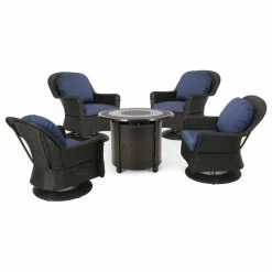 Best Pirce 🤩 GDFStudio Keagan Outdoor 4-Seat Wicker Swivel Chair And Fire Pit Set 🎁