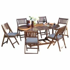 Best Pirce 🤩 Outdoor Interiors Coronado 7-Piece Wood Fold And Store Dining Set 🥰
