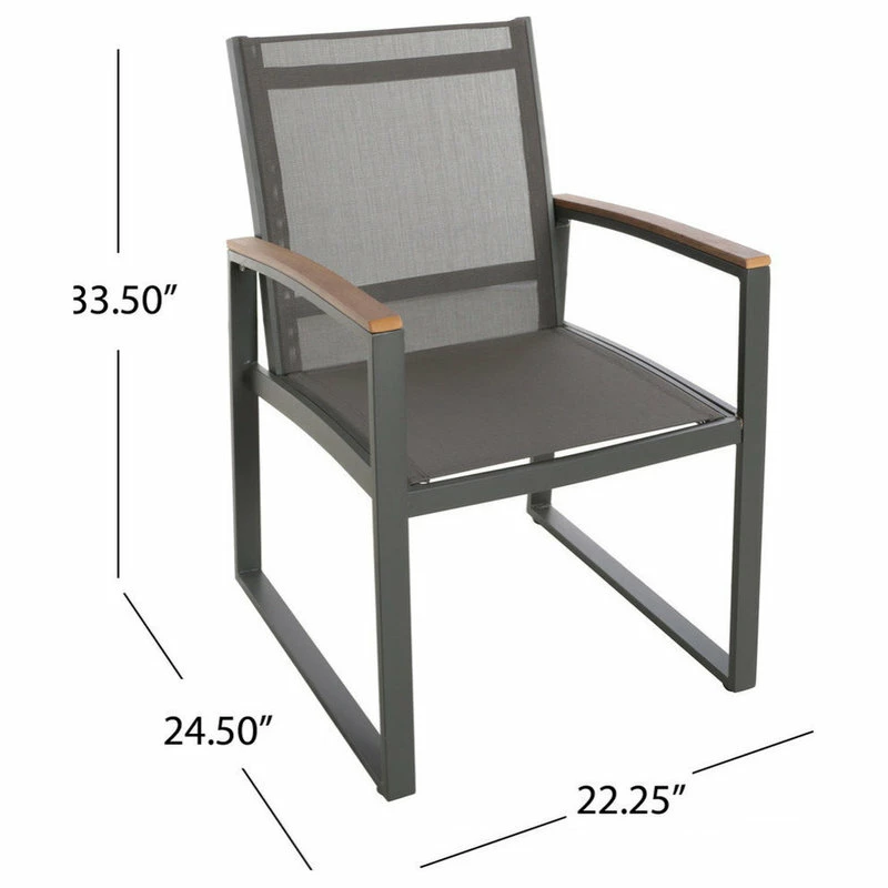 Flash Sale ✔️ GDFStudio Aubrey Outdoor Mesh Dining Chair, Set Of 2, Gray 🤩 - Image 3