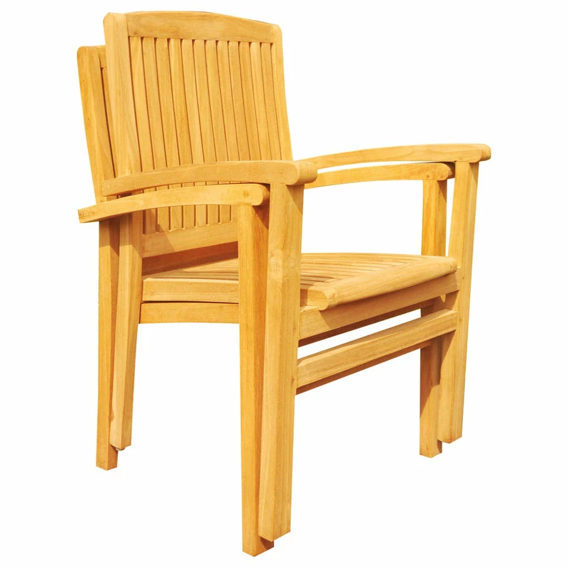 Brand new ⌛ Teak Deals 7-Piece Teak Dining Set 94" Oval Extension Table, 6 Wave Stacking Arm Chairs 😀 - Image 4