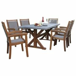 Budget 👏 Outdoor Interiors 7-Piece Composite Top Dining Set With Stacking Driftwood Grey Chairs 💯