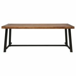 New ⭐ GDFStudio Beau Outdoor Eight Seater Wooden Dining Table, Teak Finish, Rustic Metal Finish 👍