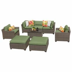 Best Sale 🤩 TKClassics Monterey 8 Piece Outdoor Wicker Patio Furniture Set 08a, Cilantro 💯