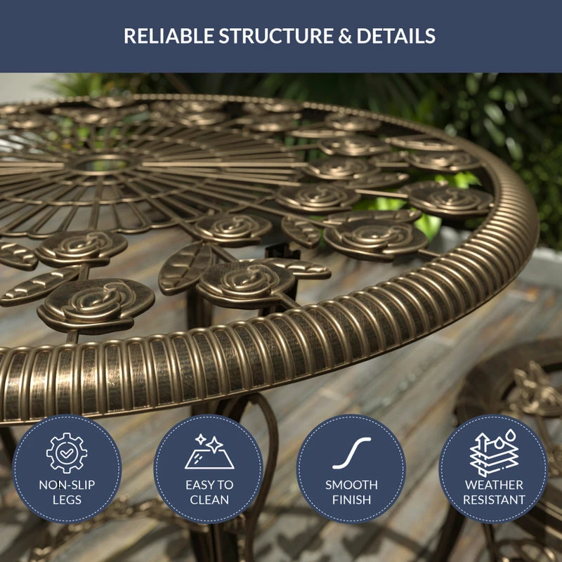 Buy ๐ฅ Belleze Outdoor Patio Furniture 3Pcs Bistro Set Table, Bronze ๐ - Image 5