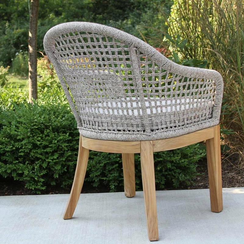 Best deal 👍 Outdoor Interiors 5-Piece Nautical Teak, Rope And Composite Round Dining Set With Sunbrella 🌟 - Image 5