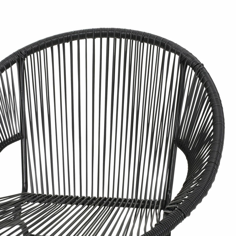 Buy ๐ GDFStudio Alamo Outdoor Modern 2 Seater Faux Rattan Chat Set, Black ๐ - Image 8