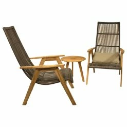 Discount 🤩 Outdoor Interiors Idra 3-Piece Teak And Wicker Lounge Chair Set 👏
