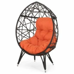 Hot Sale 🧨 GDFStudio Michelle Outdoor Wicker Teardrop Chair With Cushion 👏