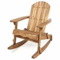 Flash Sale ✨ GDFStudio GDF Studio Vivian Outdoor Acacia Wood Adirondack Rocking Chair, Natural Stained 😉