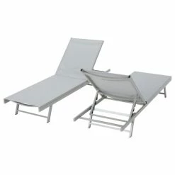 Best Pirce 🥰 GDFStudio GDF Studio Allen Outdoor Gry Mesh Chaise Lounge With Aluminum Frame, Grey/Dark G 🤩