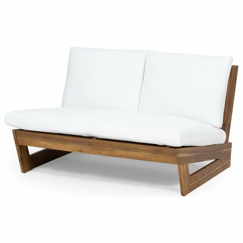 Top 10 ๐ฏ GDFStudio Kaitlyn Outdoor Acacia Wood Loveseat With Cushions, Teak Finish/White ๐