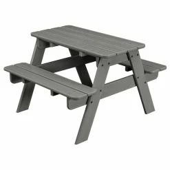 Hot Sale 👍 Polywood Kids Picnic Table, Slate Gray 🎉