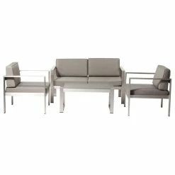 Budget 🎉 Pangea Home Karen 4-Piece Sofa Set, Taupe 🔔