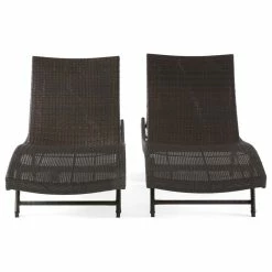 Brand new 🛒 GDFStudio GDF Studio Eliana Outdoor Brown Wicker Chaise Lounge Chair, Set Of 2 ✔️