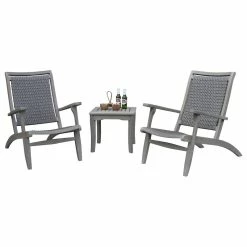 Best deal 🔥 Outdoor Interiors 3-Piece Gray Wash Eucalyptus And Driftwood Gray Wicker Lounge Chair Set ✔️