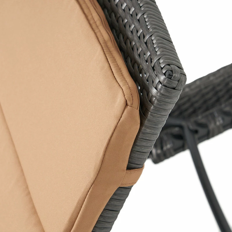 Flash Sale ❤️ GDFStudio GDF Studio Nassau Outdoor Gray Wicker Adjustable Chaise Lounge, Caramel Cushion ✔️ - Image 8