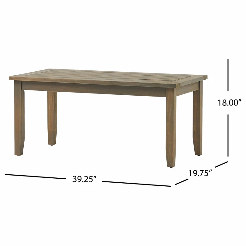 New โ GDFStudio GDF Studio Preston Outdoor Acacia Wood Loveseat And Coffee Table, Gray/Dark Gray ๐ - Image 4