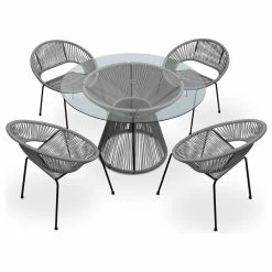 Cheap 🎁 Harmonia Living Acapulco 5 Piece Dining Set, Space Gray ❤️